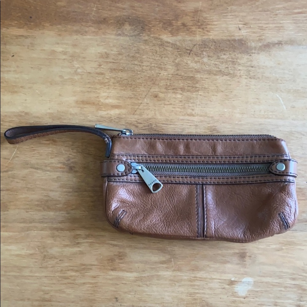 Brown {Fossil} wristlet